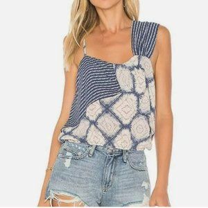 Free People | Call On Me Y2K Tank Top Cropped Indigo Blue Asymmetrical Size XS